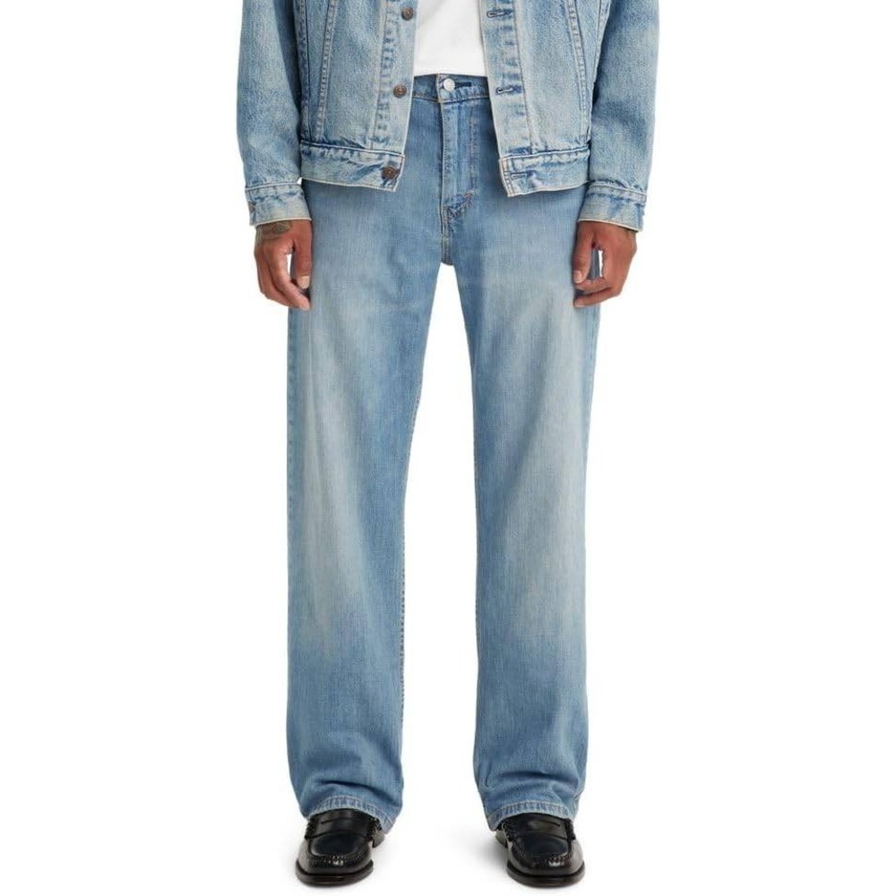 Levi's 569 Loose Straight 34 x 36 Men's Stretch Jeans Light Wash Blue Denim